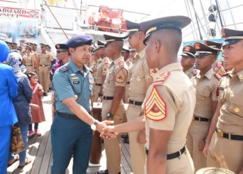 Danlantamal IV Pimpin Penyambutan Kehadiran KRI Bima Suci di Batam