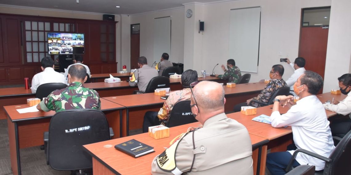 Danlantamal IV Hadiri Acara Penayangan Vidio conference Yang Taja Polda Kepri