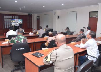 Danlantamal IV Hadiri Acara Penayangan Vidio conference Yang Taja Polda Kepri