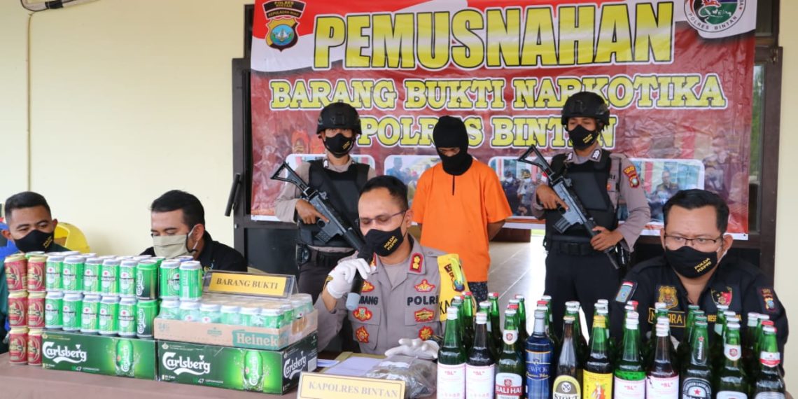 Polres Bintan Musnahkan Barang Bukti Jenis Ganja, Miras, Jelang Bulan Suci Ramadan