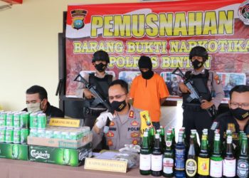 Polres Bintan Musnahkan Barang Bukti Jenis Ganja, Miras, Jelang Bulan Suci Ramadan
