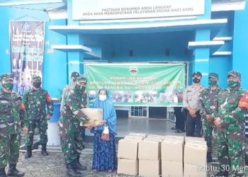 Ditengah Pandemi Covid 19 Hut Kodam 1/BB, ke 70, Kodim 0315/Bintan Bagikan Sembako