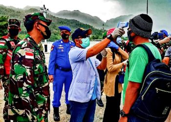 Danlanal Ranai Cek Pelaksanaan Protokol Kesehatan di Pelabuhan Selat Lampa