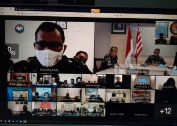 Kadiskum Lantamal IV Melalui VICON Ikuti Acara Pembinaan Korps Bidang Hukum