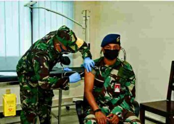 Mantap Perwira Lanud RSA Natuna Divaksinasi Covid-19