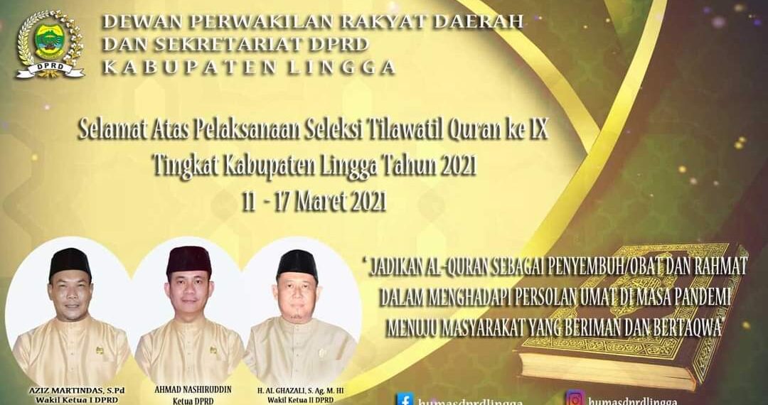 Ucapan selamat dari sektariat DPRD kabupaten lingga atas terselenggaranya STQ dengan baik
