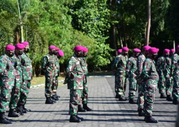 Jelang Hari Raya Idul Fitri 1442 H Danlantamal IV Pimpin Apel Gabungan Dimako Lantamal