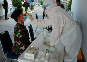 Antisipasi Penyebaran Covid-19, Segenap Prajurit Dan Pns Lantamal II Di Swab Antigen