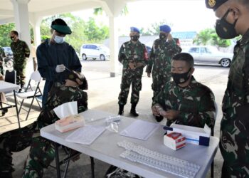 Cegah Secara Dini Penyebaran Covid-19, Segenap Prajurit dan PNS Lantamal IV Laksanakan Rapid Swab Antigen