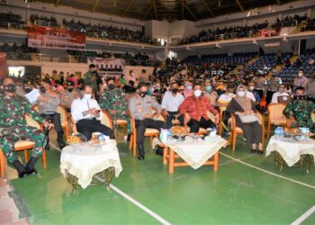 Melalui Vicon Danlantamal IV Hadiri Kegiatan Vaksin Masal Bersama Presiden RI