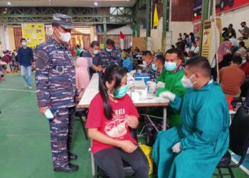 Lantamal II Terus Kebut Pelaksanaan Program Serbuan Vaksinasi Maritim di Gedung HBT Kota Padang