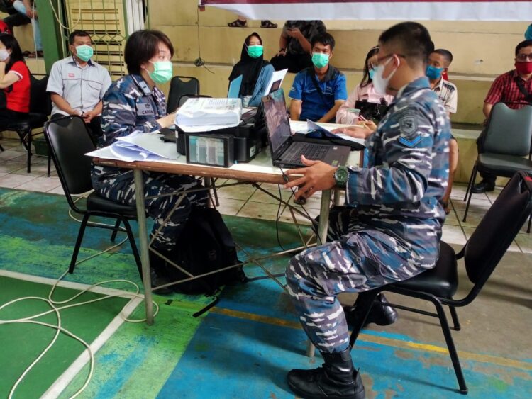 Lantamal II Terus Kebut Pelaksanaan Program Serbuan Vaksinasi Maritim di Gedung HBT Kota Padang