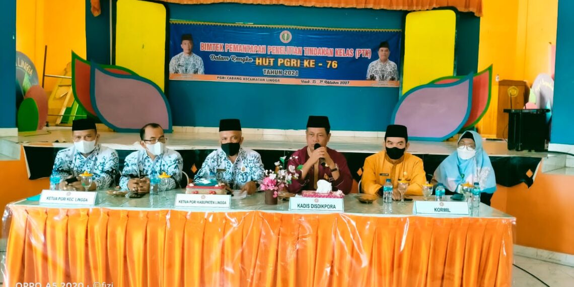 HUT PGRI ke 76, PGRI Kecamatan Lingga Gelar Bimtek PTK
