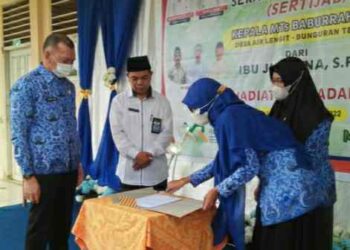 Wabup Natuna dan Kamenag Saksikan Sertijab Kepsek MTs Baburrahman Bunguran Tengah