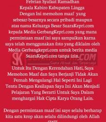 Saya atas nama Febrian Syafaat Ramadhan Kepala Kabiro Kabupaten Lingga