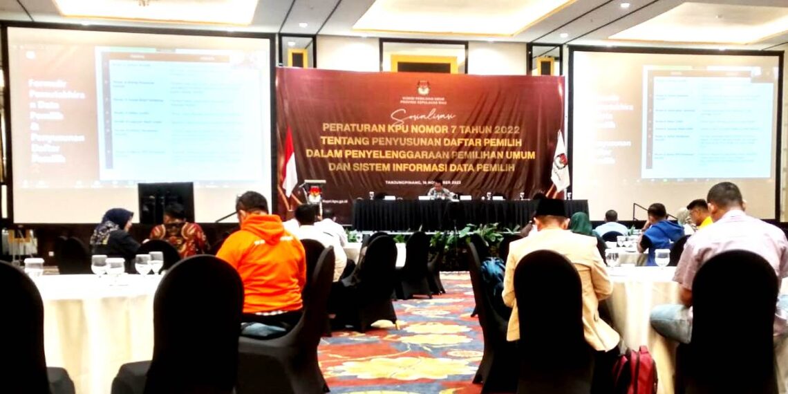 KPU Provinsi Kepri Gelar Sosilisasi PKPU No 7 Tahun 2022 di Gedung TCC Hotel Aston Tanjungpinang