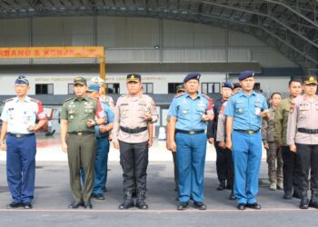 Pasukan Pengamanan Lanud Raja Haji Fisabilillah Ikuti Apel Pasukan Dalam Kunjungan Wapres RI Di Kepri.