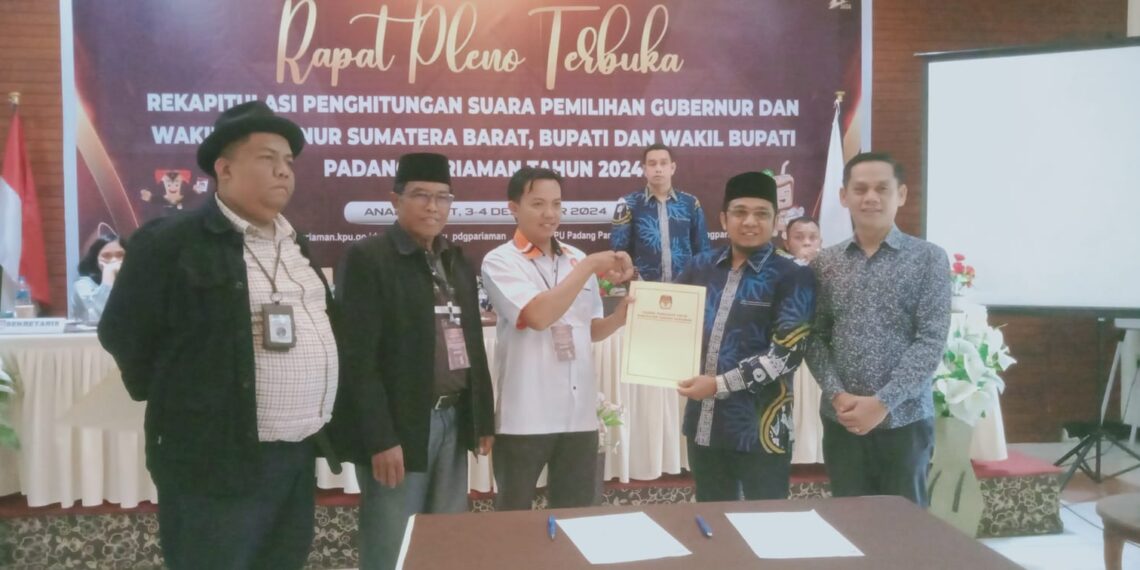KPU Padang Pariaman Resmi Umumkan Penetapan Hasil Pilkada 2024