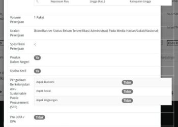 Kurangnya Transparansi Realisasi Anggaran Publikasi Sejumlah OPD di Lingga
