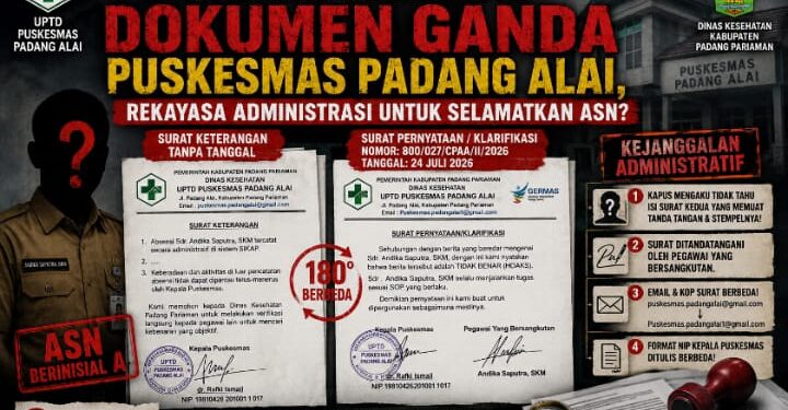 DOKUMEN GANDA Di PUSKESMAS PADANG ALAI, DIDUGA REKAYASA ADMINISTRASI UPAYA SELAMATKAN ASN TERTENTU