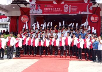 MAN 1 Pariaman Meriahkan HUT RI ke-81, Marching Band Tampil Memukau di Halaman Kantor Bupati