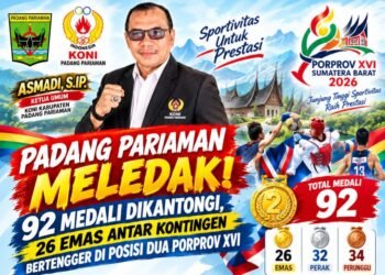 Padang Pariaman Berhasil 92 Medali, 26 Emas Antar Kontingen ke Posisi Dua PORPROV XVI Sumbar.