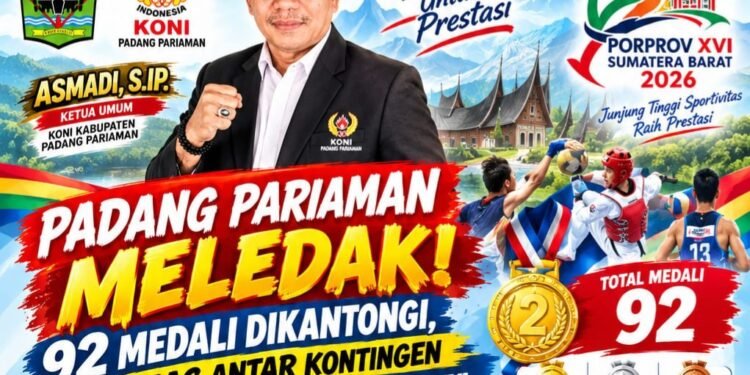 Padang Pariaman Berhasil 92 Medali, 26 Emas Antar Kontingen ke Posisi Dua PORPROV XVI Sumbar.