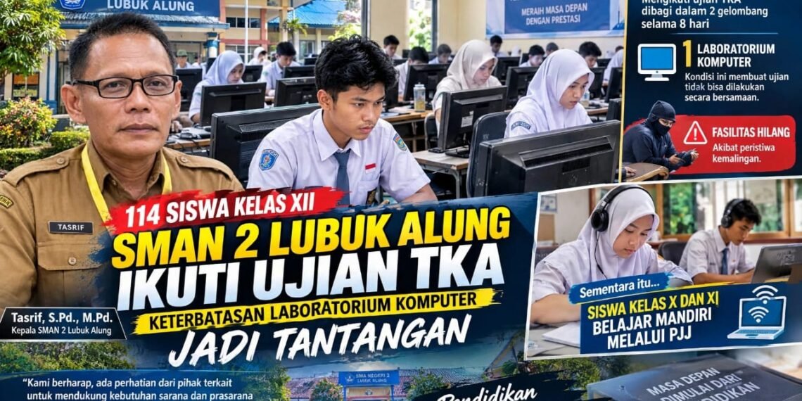114 Siswa Kelas XII SMAN 2 Lubuk Alung Ikuti TKA, Satu Laboratorium Komputer Jadi Kendala